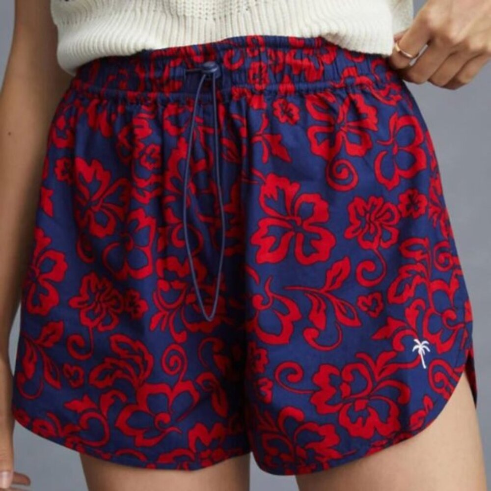 Anthropologie Sundry Aloha Floral Print Shorts in Navy/Scarlet, Size 3, NWT